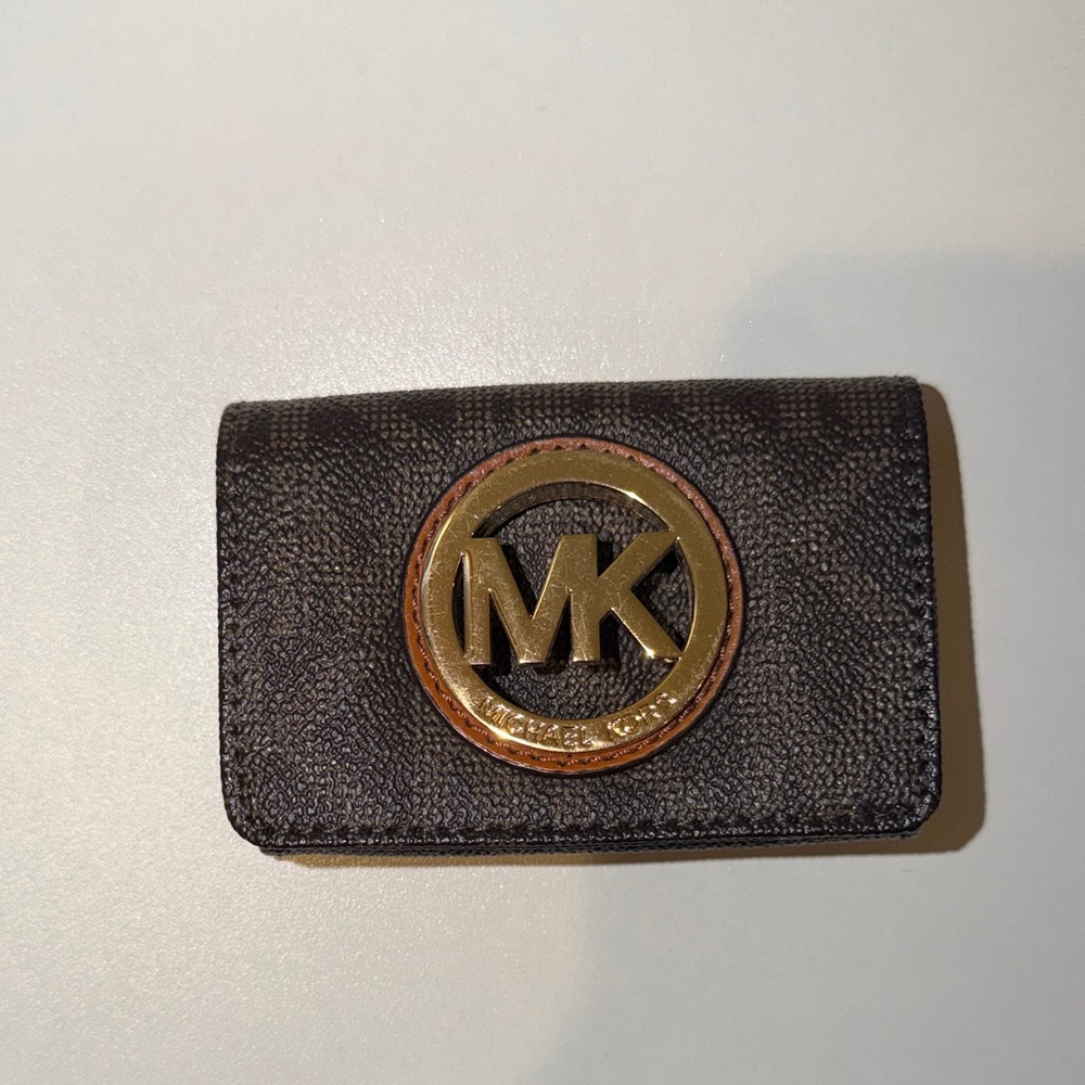 Michael Kors Gold Logo Black Card Holder
